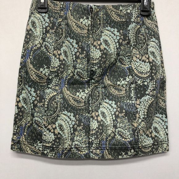 Free People Women Paisley Mini Skirt Size 4 Back Zip Cotton Blend B208 -2 - Picture 11 of 11